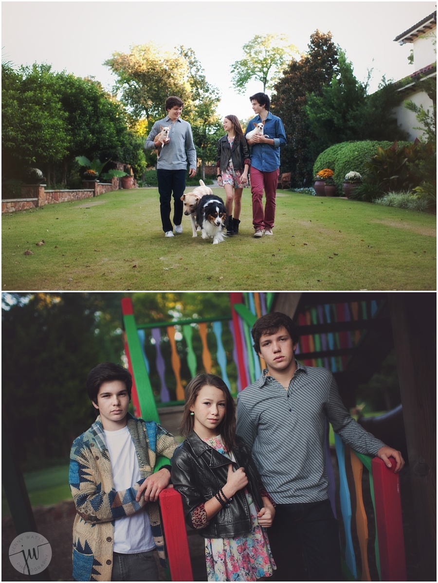 Family of teens at their home during their fall photo session