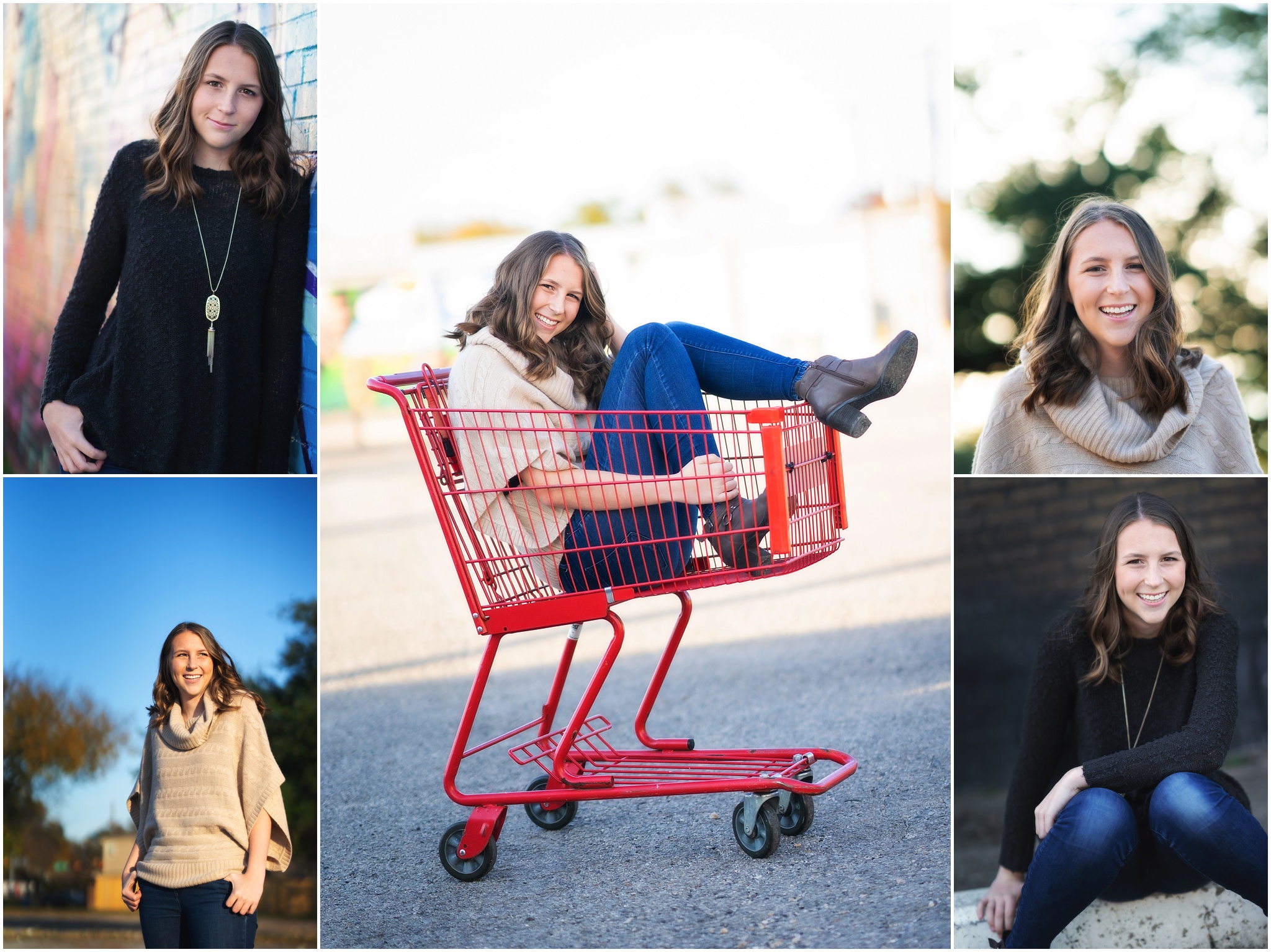 girl in red shopping cart