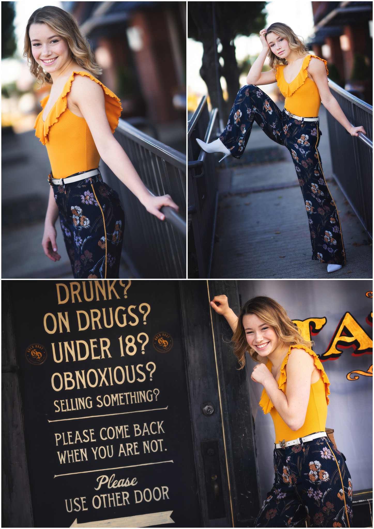 dancer girl in mustard top with printed pants in good records