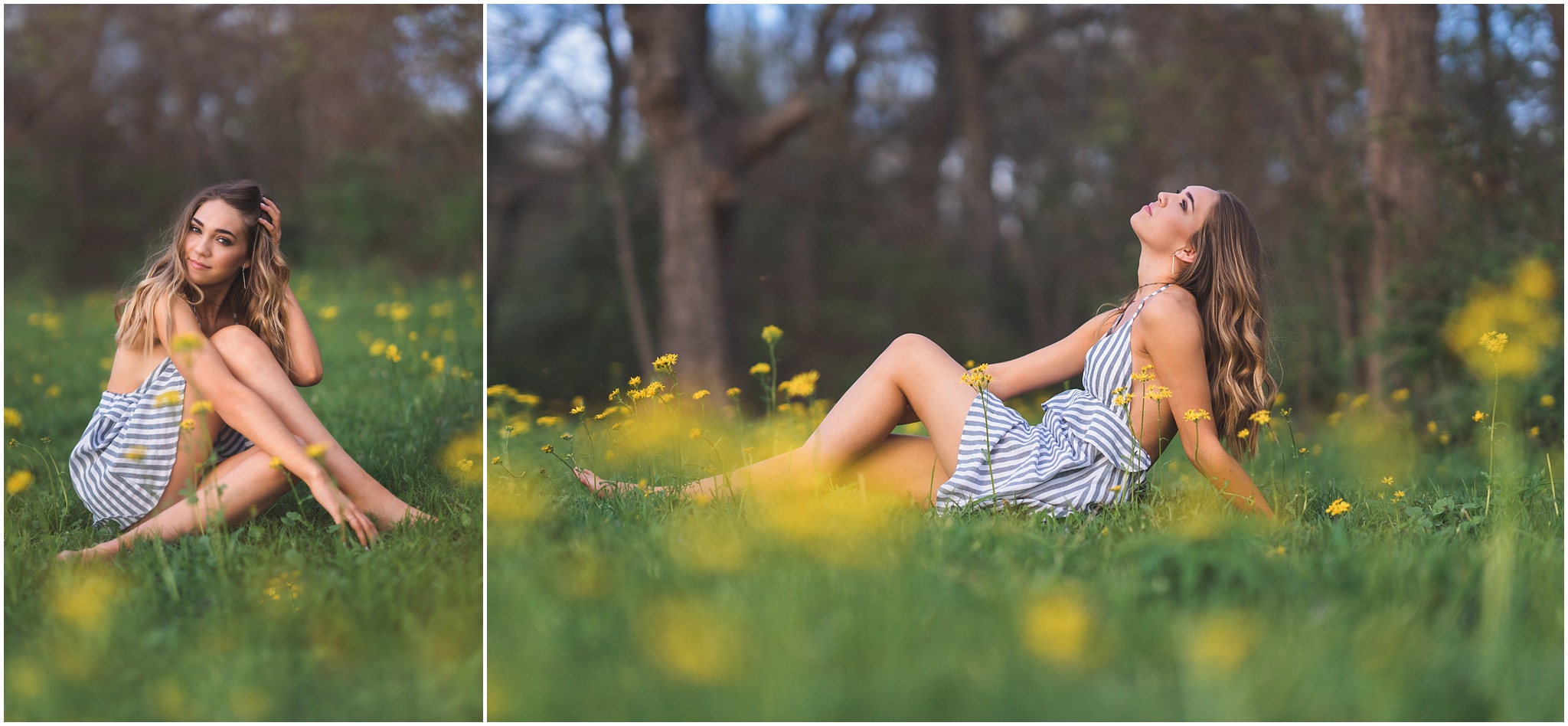 girl sitting in yellow flowers